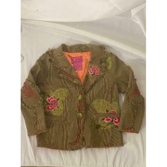 LEOPARD DAISY Other - BOUTIQUE LEOPARD DAISY MY VINTAGE BABY INC Siz 4 PLAID FLORAL COAT JACKET BLAZER